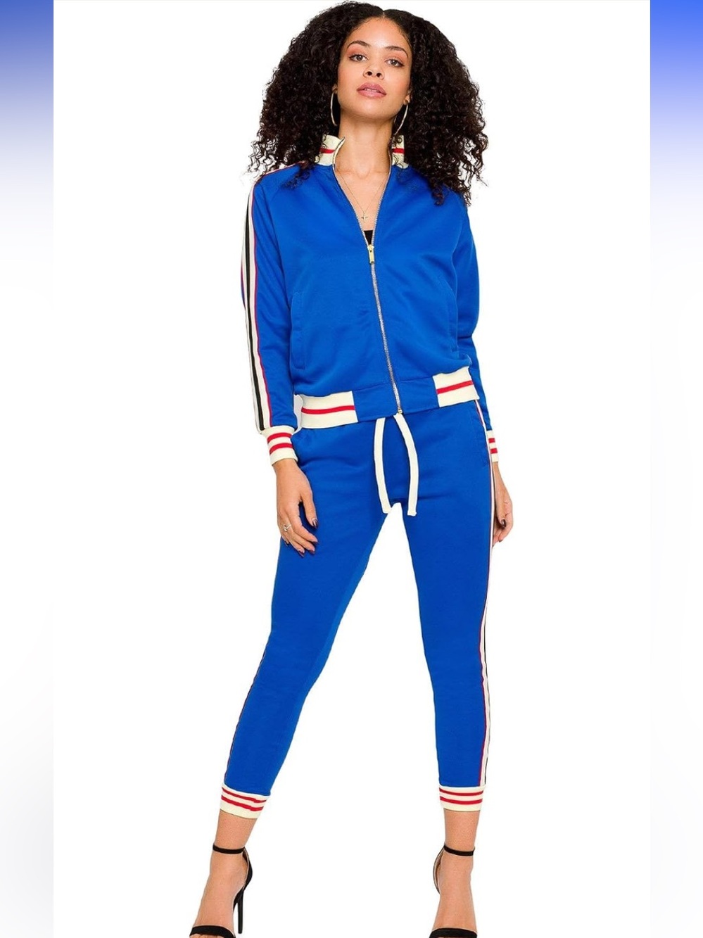 Women's Royal Blue Track Joggers & Zip Jacket Set